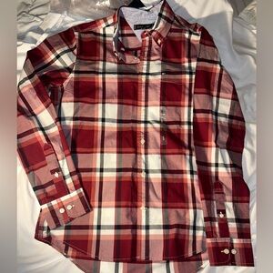 Tommy Hilfiger Red and White Button Down Shirt S
